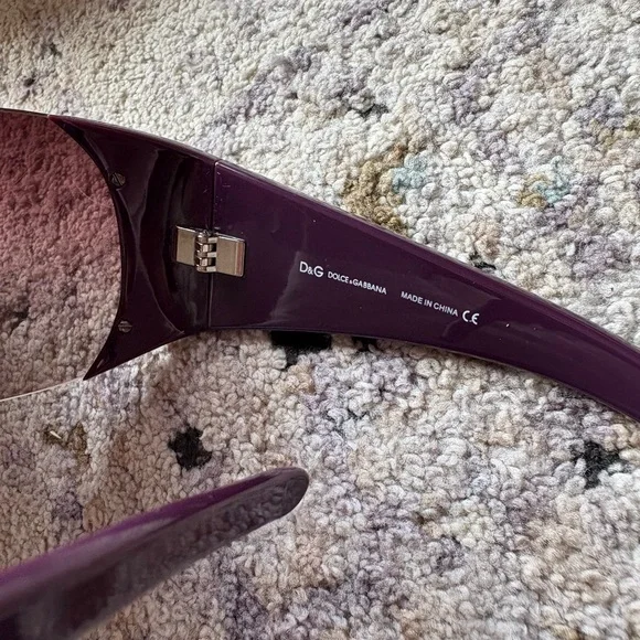 Y2K Dolce & Gabbana Shield Purple Rhinestone Sunglasses, D&G 8037B - Picture 3 of 15